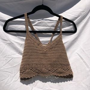 Light brown crochet tank top